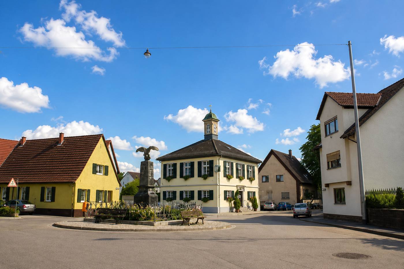 Historischer Ortskern von Mannheim-Sandhofen mit altem Rathaus – Hausverwaltung Sandhofen von Krämer